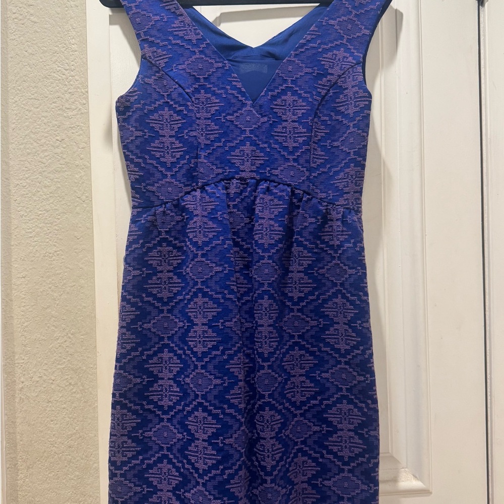 Maeve Blue Sleeveless V-Neck Cocktail Mini Dress